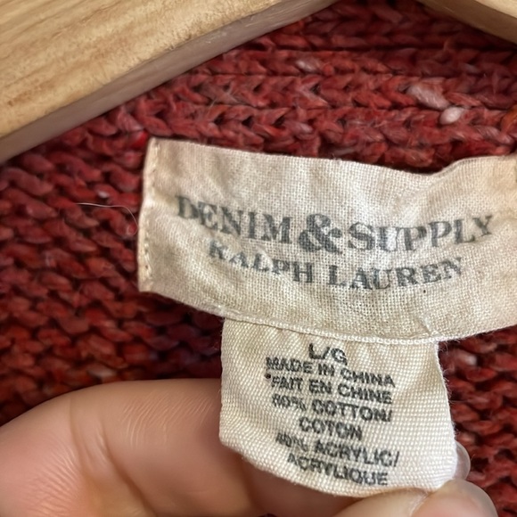 Denim & Supply Ralph Lauren Vintage Knit Cardigan Women’s‎ Size Large Orange Red - Picture 5 of 5